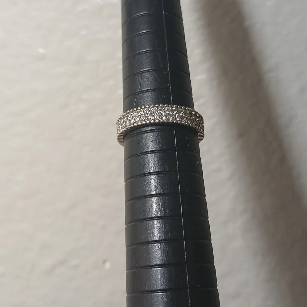 Sterling Diamond Band Unique Edge Vintage Sparkly 5.5